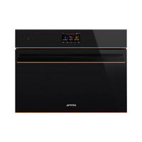 Smeg Kompakt kombinált pirolitikus gőzsütő, Dolce Stil Novo design, Galileo, 45 cm, nagy TFT, fekete üveg, réz dísz