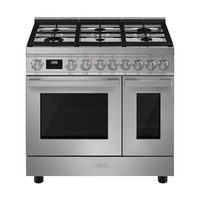 SMEG SZABADONÁLLÓ TŰZHELY, Portofino design, 90 cm, 70+35 l, 8+4 f, gőztisztítás, 6 égő (ebből 1 db 4,2 kW-os WOK égő), inox