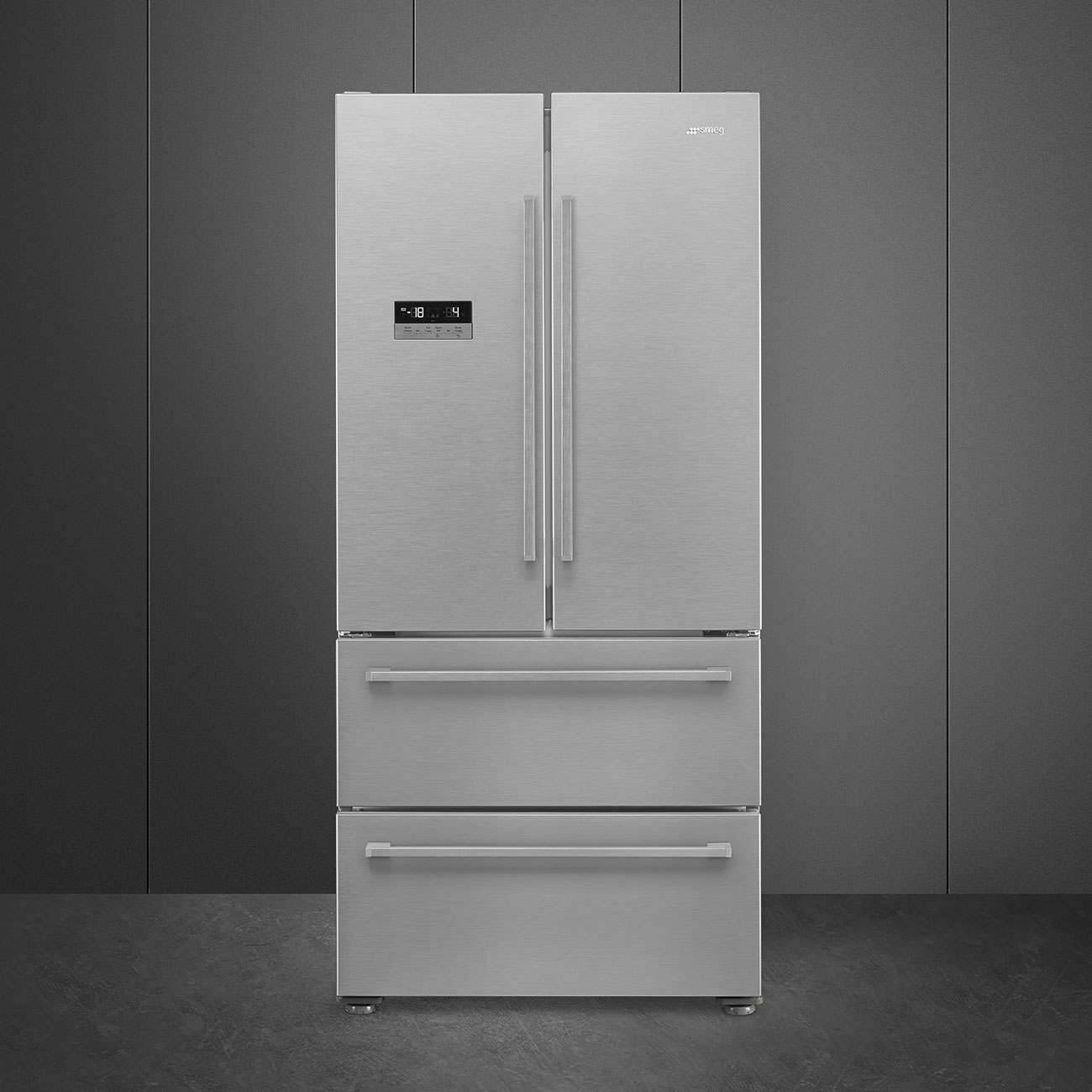 Smeg Szabadonálló hűtő és fagyasztó, Universal design, 84x182 cm, külső LED kijelző, inox