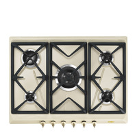 SMEG gáz főzőlap, Coloniale design, 70 cm, 5 gázégő, bézs
