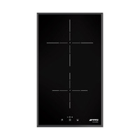 SMEG Domino indukciós főzőlap, Universal design, 30 cm, 2 főzőzóna, lekerekített él, fekete üveg