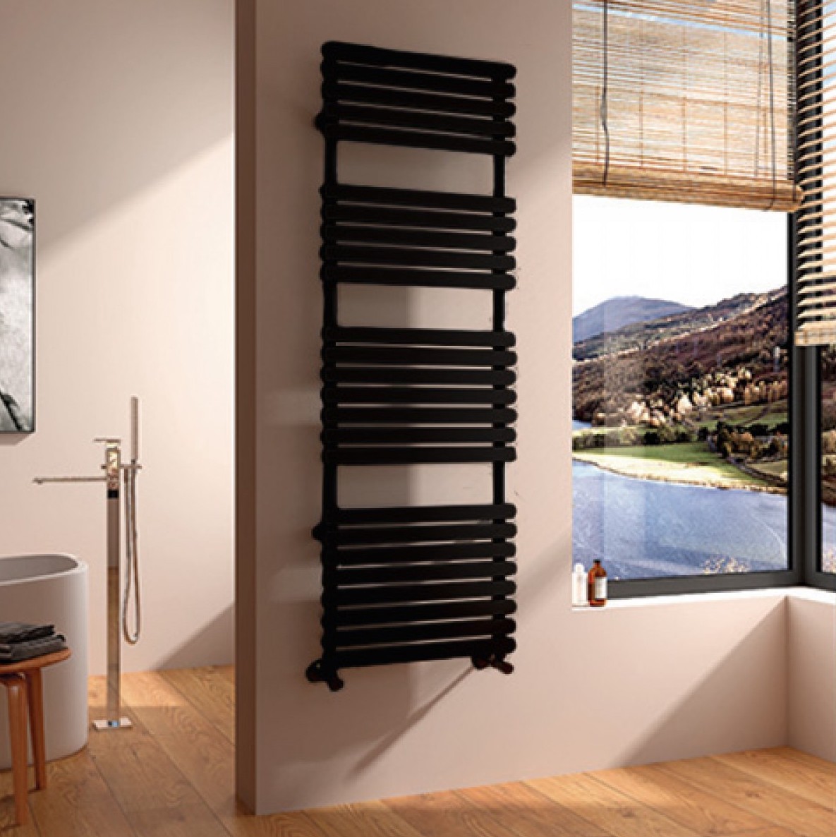 Arezzo Design Flat Black 150x50cm törölközőszárítós radiátor