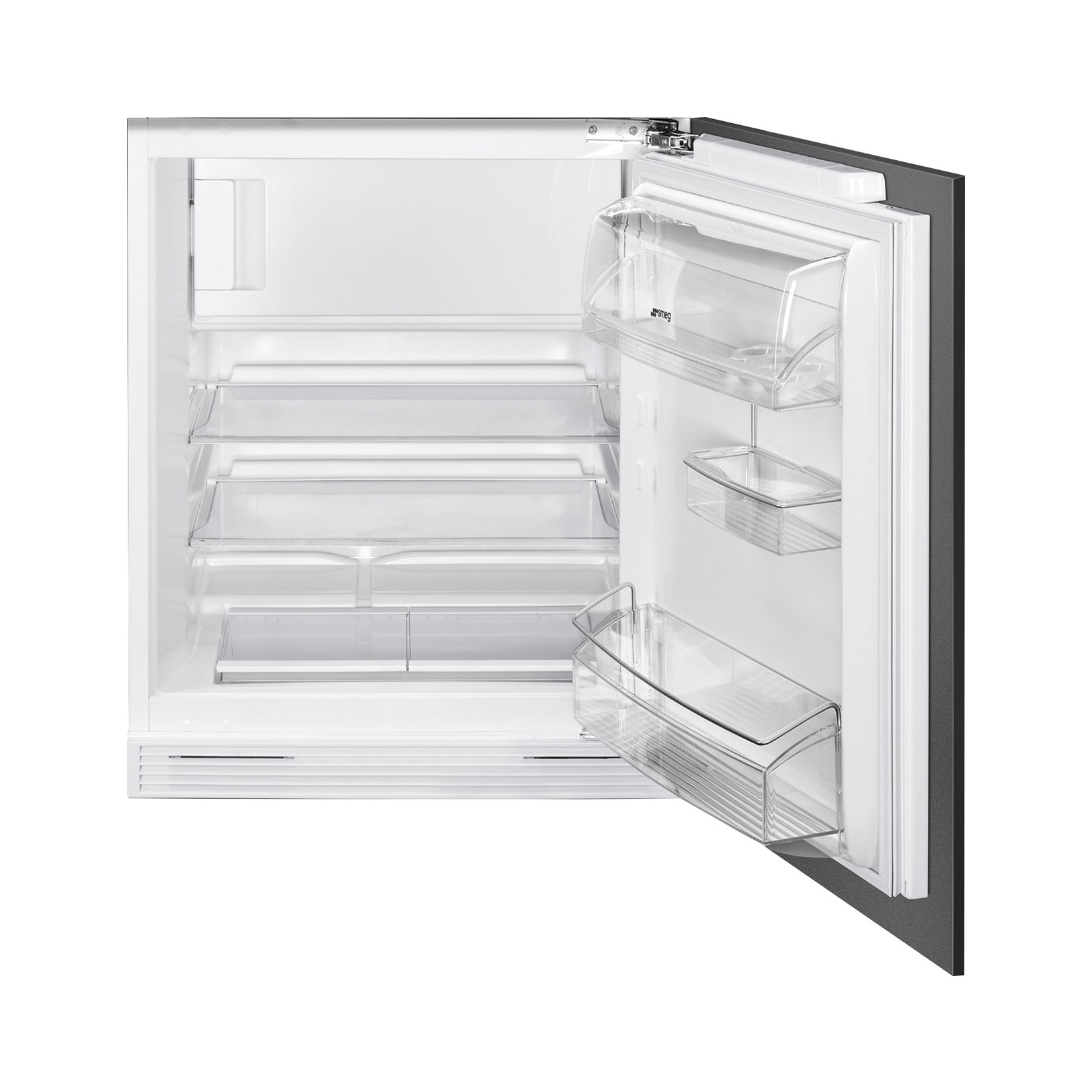 Smeg Munkalap alá beépíthető hűtő és fagyasztó, Universal design, 60x82-87 cm, jobb oldali pántok, fehér