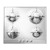 SMEG gáz főzőlap, Piano design, 60 cm, 3 normál+1 3,0 kW-os wok égő, fényes rozsdamentes acél, ezüst vezérlőgombok